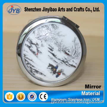 New design cheap round ceramic material folding cosmetic mirrors pocket mirror